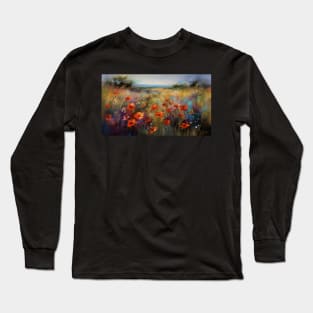 Poppy field and wildflowers Long Sleeve T-Shirt